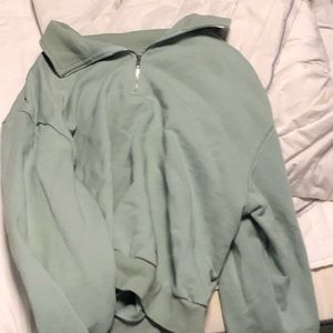 Mint sweater zipper women bluish green pastel new